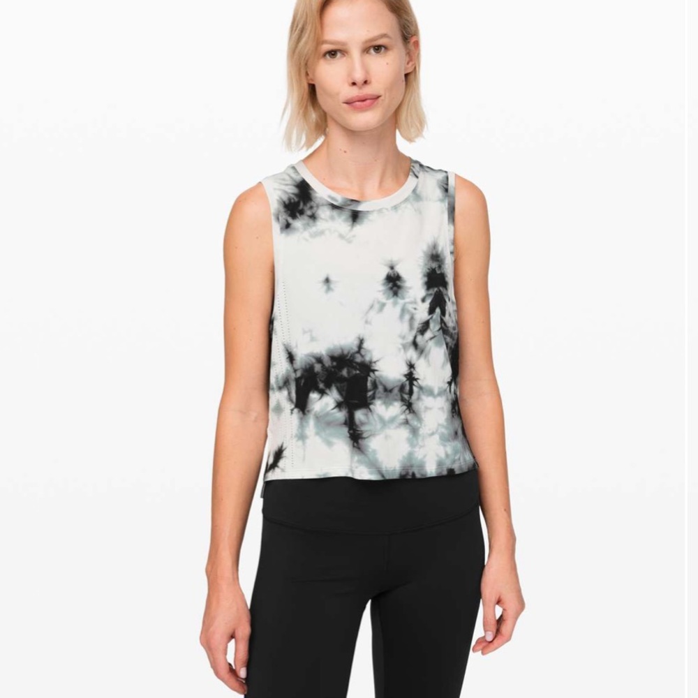 Lululemon Train to Be Tie Dye Tank Top Black White Grey